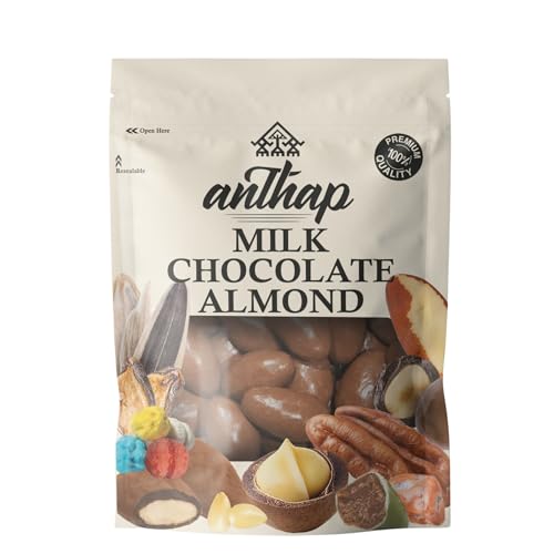 Anthap Milk Chocolate Almond, Chocolate Coated Almond, Californian Almond, Delicious Snack, Perfect With Coffee, 1Kg