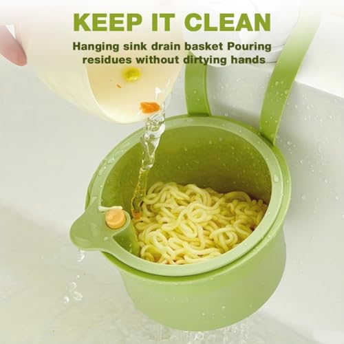 Image of Kitchen Sink Drain Strainer Basket, Faucet Hanging Design, Waste Holder & Food Scrap Filter Cup, Plastic Organizer, Scrubber Waste Leaves, Daily Use, Vegetables Scraps Sink, Easy Clean