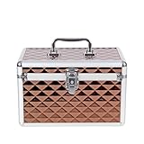 Dimensions : 28 x 18 x 16 cm Mallette de rangement rigide en aluminium pour maquillage et maquillage Marron