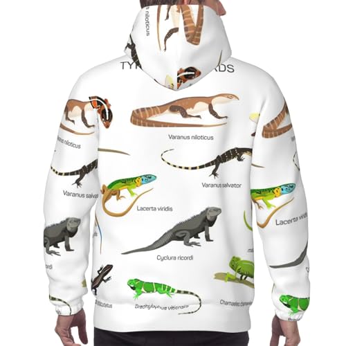 Pull à capuche homme imprimé lézard idéal pour le style décontracté