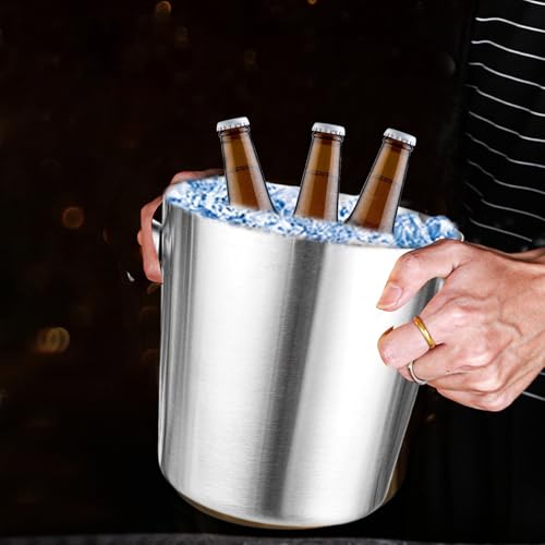 Seau à glace élégant en acier inoxydable récipient isotherme chic - 8