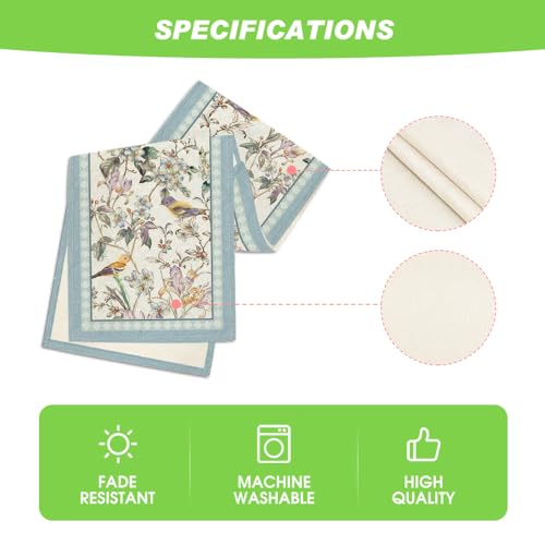 Artoid Mode Blue Birds Flowers Blossom Table Runner, Seasonal Spring Floral Kitchen Dining Table Decoration for Home Party Decor 13x72 Inch by Artoid Mode - Image 5