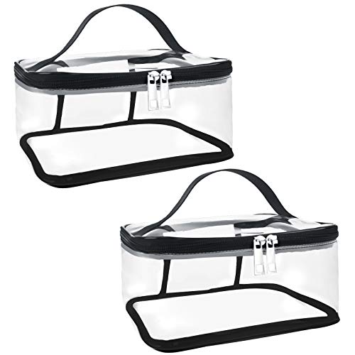 Trousse de Maquillage, 2 Pcs Trousses de Toilette Transparentes pour Les Cosmétiques Les Articles de Toilette, Trousse de Maquillage Transparent Convient pour Les Voyages et l'utilisation Quotidienne