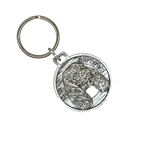 Cavalier King Charles Keychain, Dog, Pewter, D044KC, 1 1/2, 100% Handmade in The USA, Pet, Tag, Metal, Keychain, Key Chain, Key Ring, Key Fob, Gift, Over 90 Dog Keychains