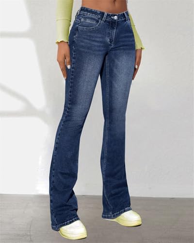 Women's Flare Bell Bottom Jeans High Waisted Wide Leg Bootcut Jeans Stretchy Slimming Denim Pants2