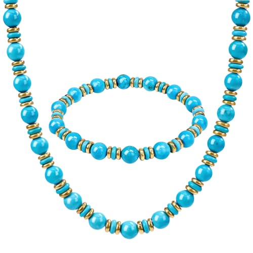 GEMTAL Beaded Necklace for Women, Turquoise Necklace Gemstone Bead Choker
