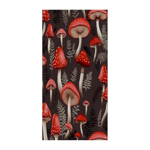 Bannière champignons rouges 90x180 cm pour déco de porte d'entrée suspendue