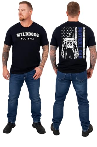 Personalized Football Dad Shirt, Football Shirts for Men, Custom Name & Number US Flag Shirt, Game Day Shirts, Sports Dad Gifts