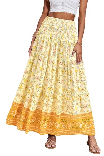 Image of CFLONGE Summer Maxi Skirts for Women 2026 Trendy Floral A Line Boho Skirt