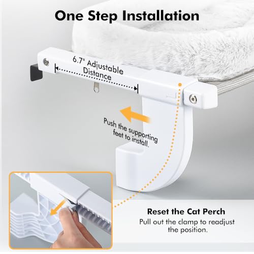 Zoratoo Poleiro de Gato para Montagem Em Peitoril de Janela para Gatos Internos, Assento de Janela d
