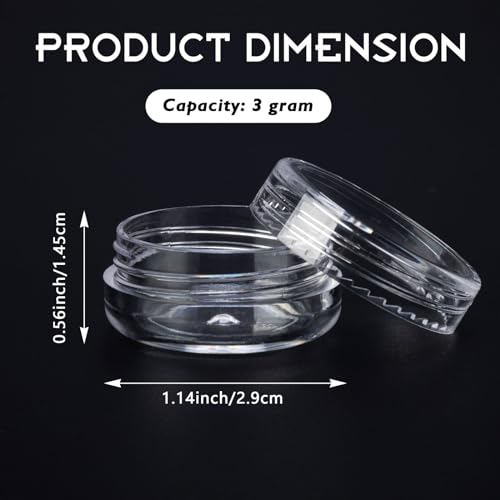 50 Count 3 Gram Sample Containers, Clear Lip Balm Containers with Lids, Small Plastic Sample Jars with 4 Mini Spoons, 50pcs Labels (Clear Lid)2