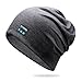 fesoklaf Sommer-Bluetooth-Beanie-Mütze, Kopfhörer für Damen/Herren, kabellose Musik, Slouchy, Beanie-Mütze, Headset mit Mikrofon für Sport, grau, Einheitsgröße