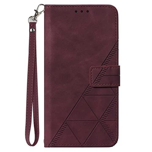 Coque portefeuille cuir premium iPhone SE bordeaux avec sangle réglable