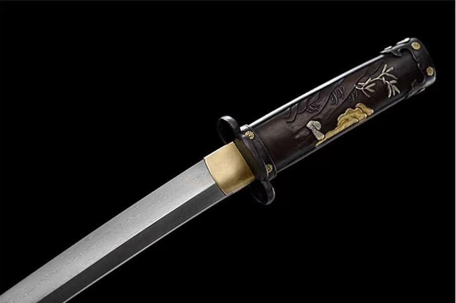 Zhmyyxgs Handmade Carved Japanese Tanto Dagger Sword Samurai Katana Sharp Folded Steel
