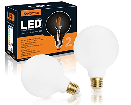 KOOYWAN Bombilla LED Globo Blanco Mate II - G80- 8W E27 2500K regulable 2PCS Cover