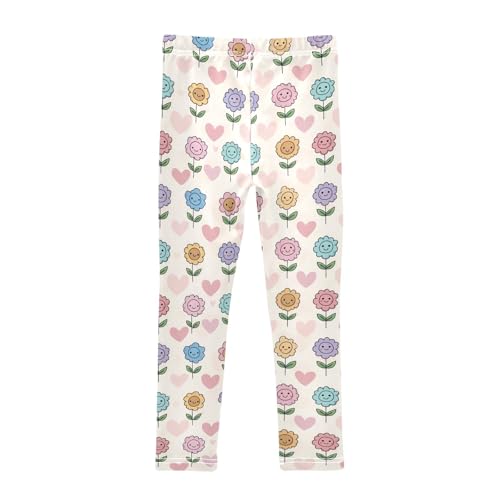 senya Girls Printed Leggings Yoga Pants Flowers Heart-Shaped Pattern for Kids in 4t to 10 Years, 4T2