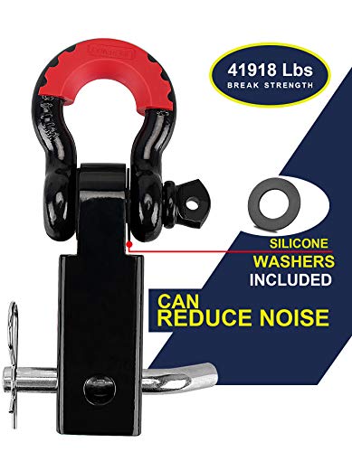 Shackle Hitch Receiver 2 Inch With Hitch Pin, 41918 Lbs Break Strength Never Rust Receiver Shackle Bracket Heavy Duty And Solid With 3/4'' D Ring Shackle, Towing Accessories For Trucks #TOP3
