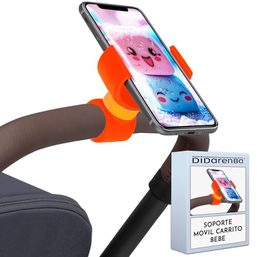 Didarenba Soporte movil Carrito Bebe Universal valido para Smartphones de hasta 7.6' Naranja