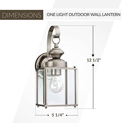 Image of Generation Lighting 8457-965 Jamestowne Transitional One - Light Outdoor Wall Lantern Outside Fixture, Antique Brushed Nickel Finish, 1-Light, cETL Listed, Safety Rated for Wet Locations