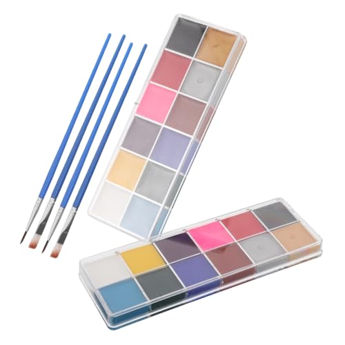 OSOLADY 2 Boxes Color Water-soluble Face Painting Kit for Adults Washable Body Paint Palette for Cosplay Festival Halloween and Theater Makeup with Vibrant