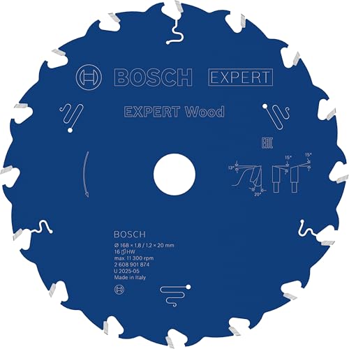Bosch 1x EXPERT Wood Kreissägeblatt für Handkreissägen (für Weichholz, Hartholz, Ø mm, Professional Zubehör kabelgebundene Handkreissägen)