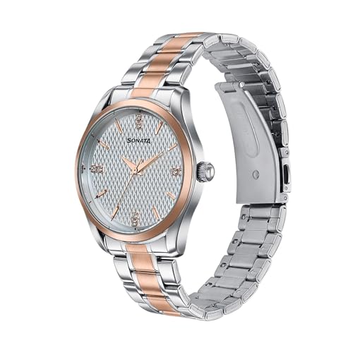 Image of Sonata Jashn with Quartz Analog White Dial IPS /IPRG Strap Men's Wedding Watch - 77206KM02