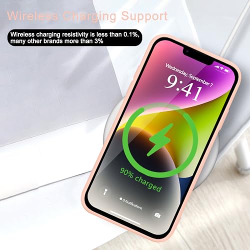 Image of Wirvyuer for iPhone 14 Case Cute Slim Shockproof Phone Case with Wireless Charging Support and Protection, Pink