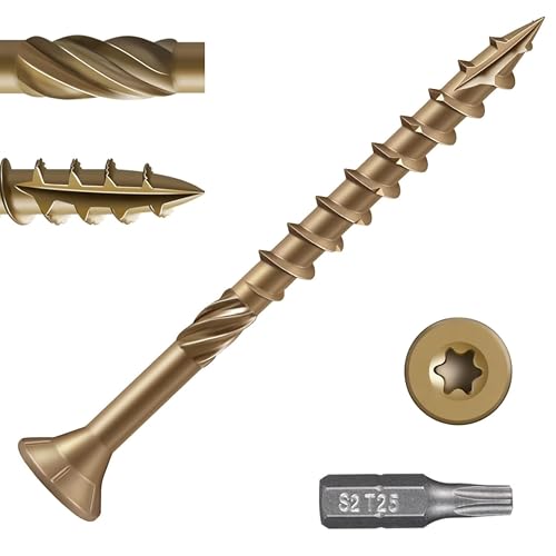 Image of 150pcs Deck Screws #8 x 1-1 /2 Inch Wood Screw Star /Trox Drive Structural Screw for Timber, Log, Landscaping Wood Etc.