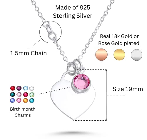 Sterling Silver Personalised Heart Name Necklace, Dainty Gift For Her, 925 Silver Pendant (925 Sterling Silver) - Image 6