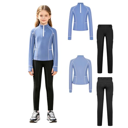 Pantalon cavalier fille et maillot de gymnastique pour poney-club et loisirs