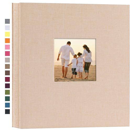 potricher Linen Hardcover Photo Album 4x6 600 Photos Large Capacity for Family Wedding Anniversary Baby Vacation (Beige, 600 Pockets)