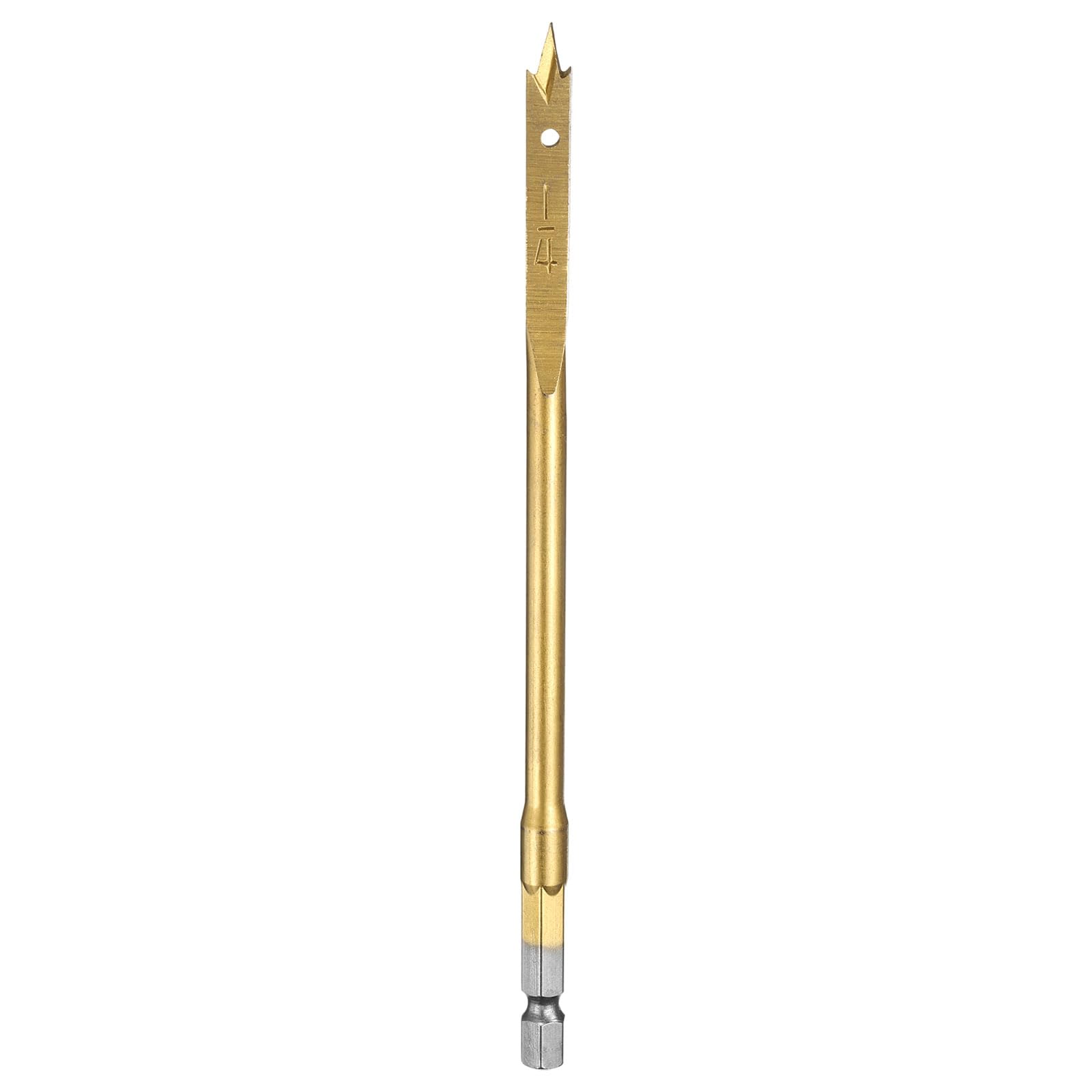 sourcing map Spade Drill Bit 1/4" Paddle Flat Bits Wood Hole Cutter with Quick Change 1/4 Inch Hex Shank for Woodworking Fiberglass, Gold Tone