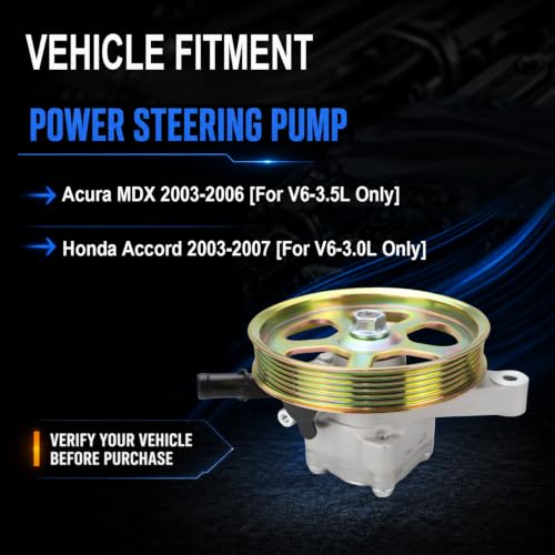 Image of Flecto Power Steering Pump with Pulley for Honda Accord 3.0L 2003-2007
