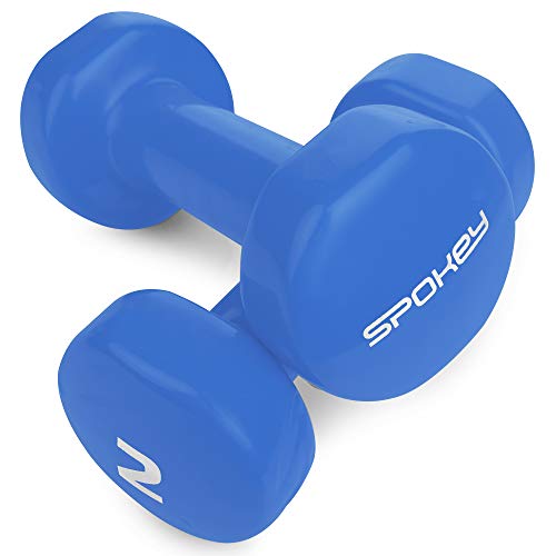 SPOKEY Shape IV - Set di manubri corti con rivestimento in vinile | Pesi da fitness, diverse gradazioni di peso da 0,5 a 2 kg | Con nucleo in ghisa