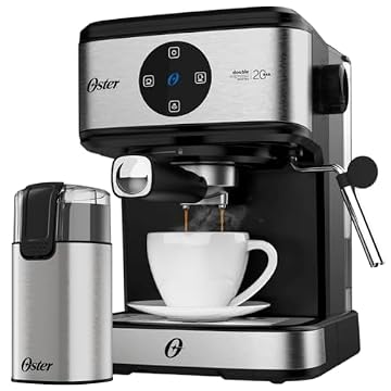 Oster Kit Espresso Oster - Cafeteira Double e Moedor de Café Elétrico Inox - 220V
