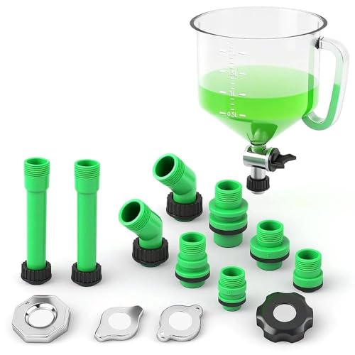 SWANLAKE No-Spill Coolant Funnel Kit,Spill Proof Radiator Funnel Bleeder with Adapters.Universal Fitment15Pcs.