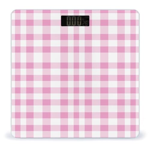 Báscula Digital de Vidrio Templado con Patrón Peach Plaid miniatura 1