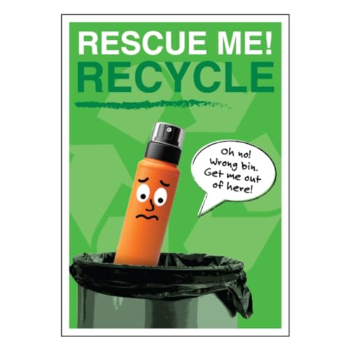 Póster de reciclaje de aerosoles en centros, cartel de concienciación A2 laminado y duradero