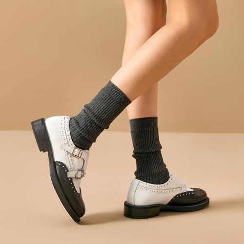 Image of BEAU TODAY Women Monk Strap Loafers Cap Toe Business Causal Loafer Shoes