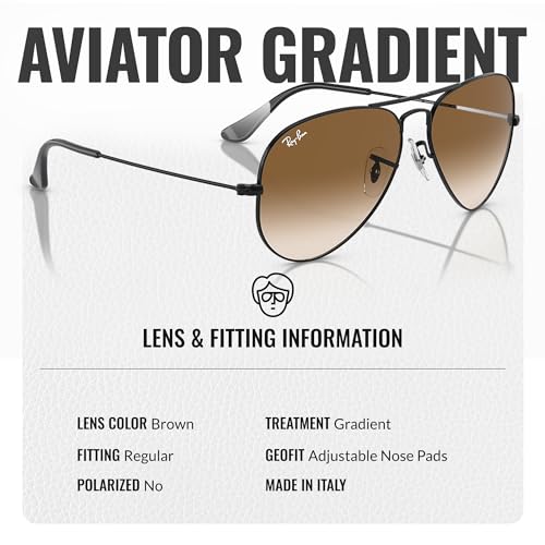 Image of Ray-Ban RB3025 AVIATOR GRADIENT Pilot Shaped Sunglasses for Men & Women with Official RAYBAN Eyewear Kit