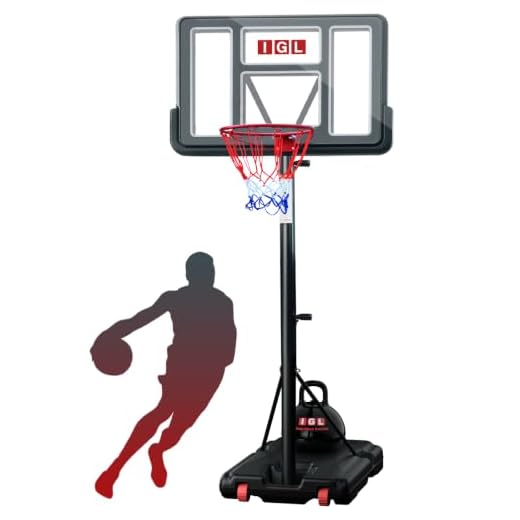 IGL Portable Basketball Hoop, 5.6-10FT Adjustable Basketball Goal System, 44 Inch Outdoor Basketball Hoop & Goals for Kids, Youth, and Adults in The Backyard, Driveway with PC Backboard (Black)