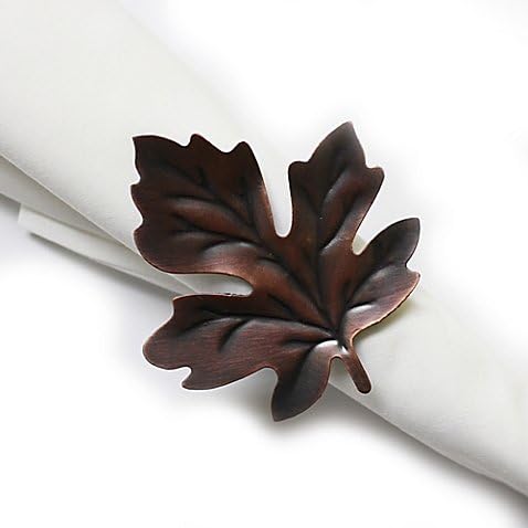 Brushed Bronze Falling Leaf Napkin Rings Set of 6