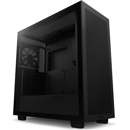 NZXT H7 Flow - CM-H71FB-01 - ATX Mid-Tower Gaming PC-Gehäuse - Front USB-C Port - Mesh Front- & Tempered Glass Seitenteil - Für Wasserkühlung ready - Schwarz