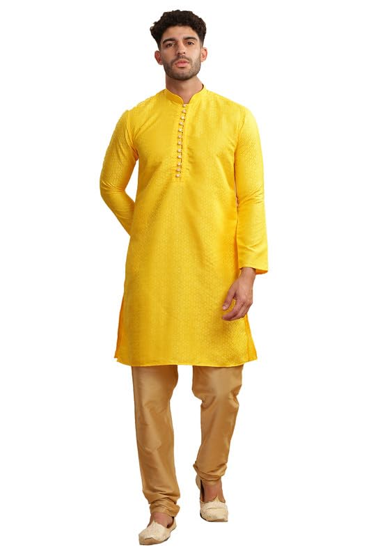 Be Active Men's Cotton Regular Kurta (My0003_Yellow