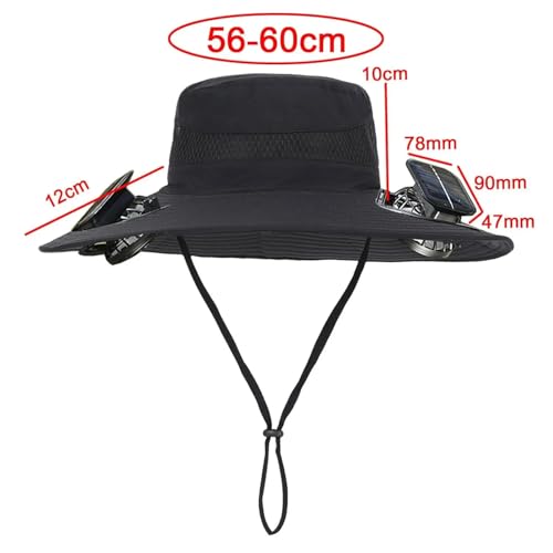 LHKQHRDL Ventilateur de refroidissement Chapeaux Chapeau de soleil Chapeau de seau respirant Chapeau de cowboy avec ventilateur 1 pièce, Encre verte, Taille unique – vue 6