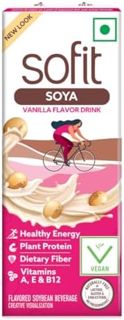 Sofit Soya Drink Vanilla, 180ml - Pack of 6 (6 x 180ml)| Vegan Drink |Enriched with plant protein, dietary fibers, vitamins and calcium | Lactose Free | Gluten Free | Preservatives Free