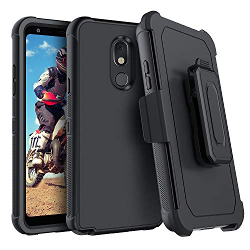 DUEDUE LG Stylo 5 Case, Military Grade Belt Clip Holster Kickstand Shockproof Hard PC Cover Heavy Duty Drop Protection Soft TPU Full Protective Case for LG Stylo 5 6.2 inch 2019, Black