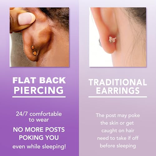 Threadless Flat Back Earrings Hypoallergenic, Silver Stud Earrings for Women, Nap Earrings for Helix Tragus Conch Piercing Jewelry, 18gauge Cartilage Earring4