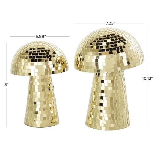 Esculturas Decorativas Set 2 Hongos de Vidrio Dorado miniatura 6