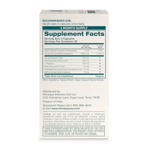 Himalaya Focused Mind Supplement, with Ashwagandha, Bacopa & L-Theanine for Attention, Focus and Energy Support, 60 Vegan Capsules, Gluten Free, 1 Month Supply - Image 3